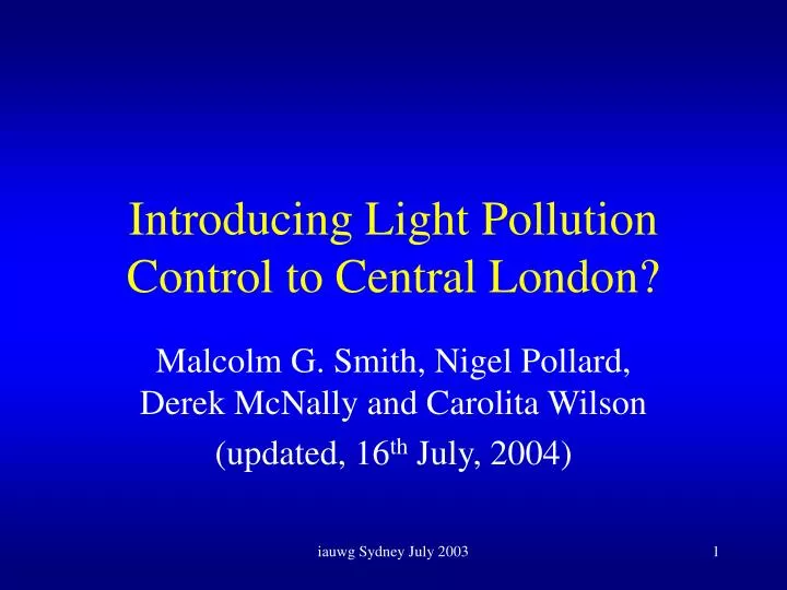 introducing light pollution control to central london