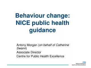 Behaviour change: NICE public health guidance