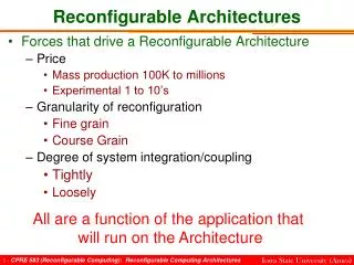 Reconfigurable Architectures
