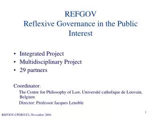 REFGOV Reflexive Governance in the Public Interest