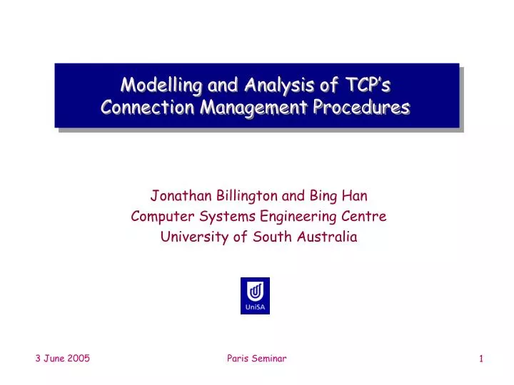 modelling and analysis of tcp s connection management procedures