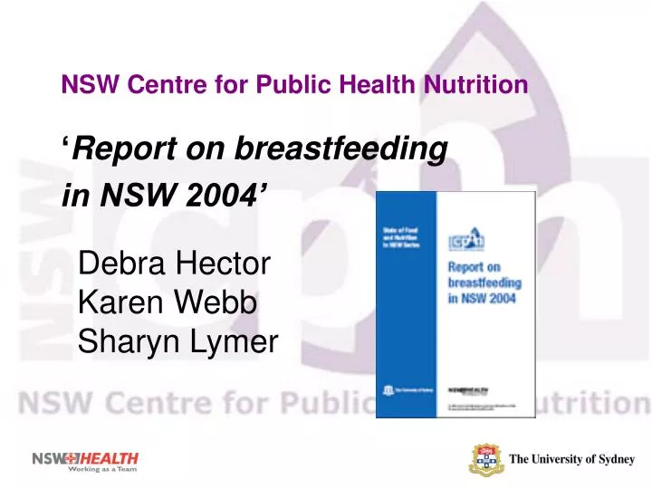 nsw centre for public health nutrition report on breastfeeding in nsw 2004