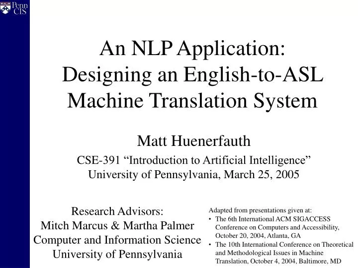 an nlp application designing an english to asl machine translation system