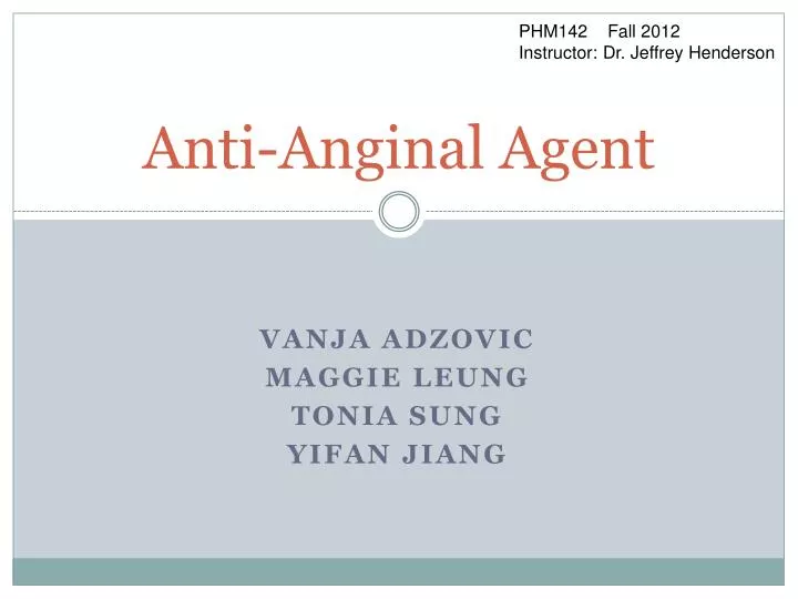 anti anginal agent