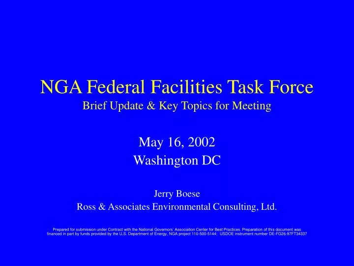 nga federal facilities task force brief update key topics for meeting