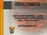 PRESENTATION TO THE PORTFOLIO COMMITTEE - slide 1