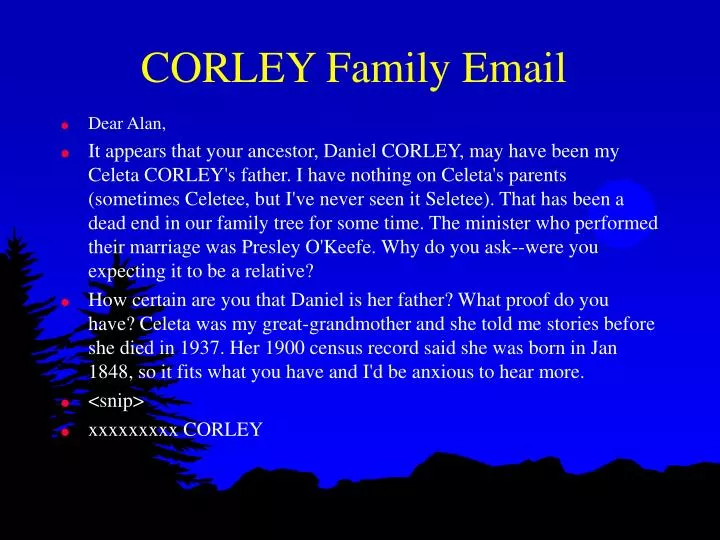 corley family email