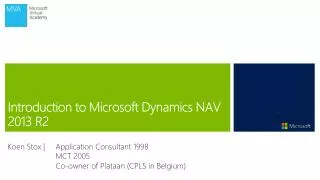 Introduction to Microsoft Dynamics NAV 2013 R2