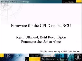 Firmware for the CPLD on the RCU