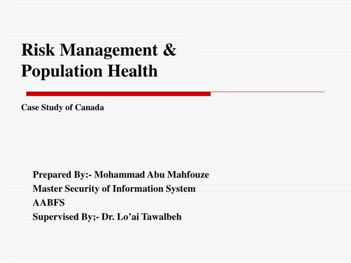 risk management population health case study of canada