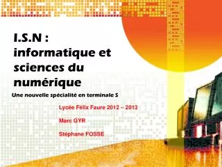 i s n informatique et sciences du num rique