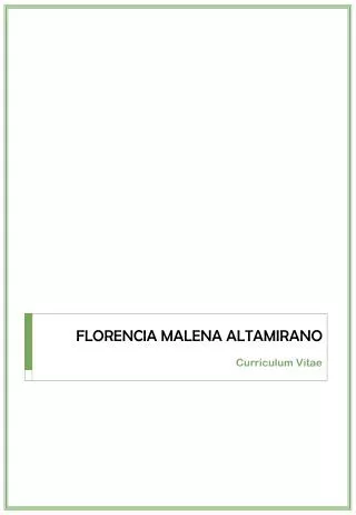 FLORENCIA MALENA ALTAMIRANO Curriculum Vitae