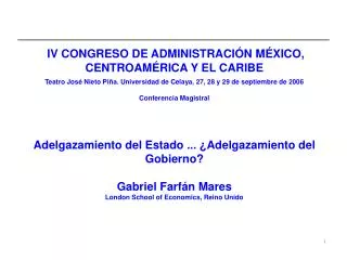IV CONGRESO DE ADMINISTRACIÓN MÉXICO, CENTROAMÉRICA Y EL CARIBE