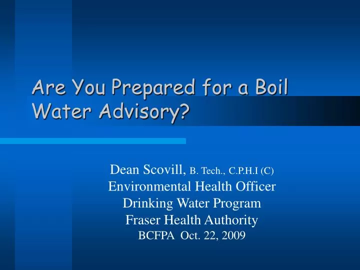 are you prepared for a boil water advisory