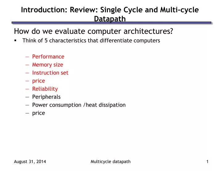 introduction review single cycle and multi cycle datapath