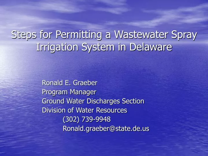 steps for permitting a wastewater spray irrigation system in delaware