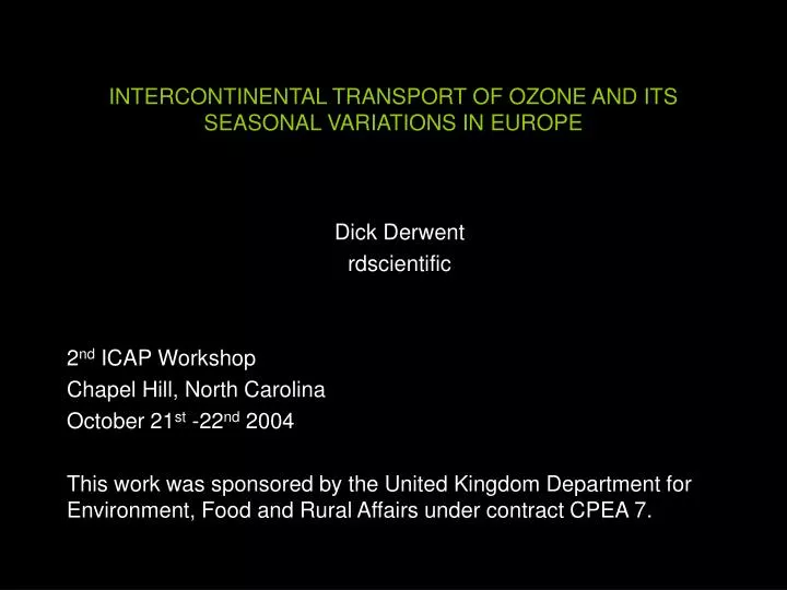 intercontinental transport of ozone and its seasonal variations in europe