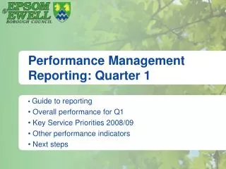 Performance Management Reporting: Quarter 1