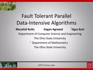 Fault Tolerant Parallel Data-Intensive Algorithms