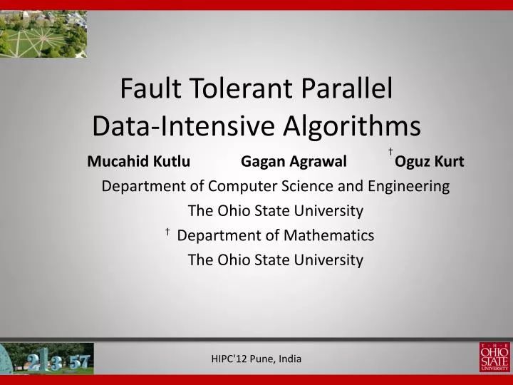 fault tolerant parallel data intensive algorithms