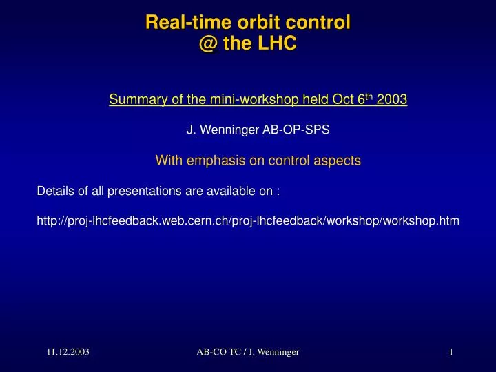 real time orbit control @ the lhc