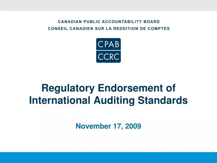 regulatory endorsement of international auditing standards