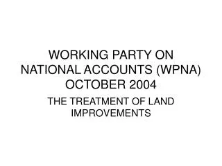 WORKING PARTY ON NATIONAL ACCOUNTS (WPNA) OCTOBER 2004