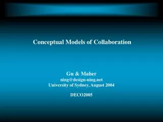Conceptual Models of Collaboration