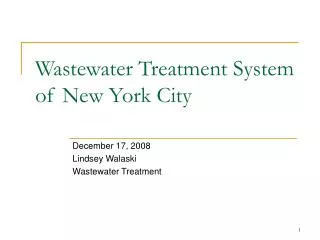 Wastewater Treatment System of New York City
