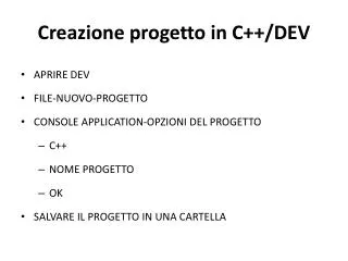 c reazione progetto in c dev