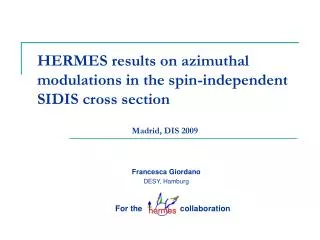 HERMES results on azimuthal modulations in the spin-independent SIDIS cross section