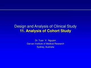 Design and Analysis of Clinical Study 11. Analysis of Cohort Study