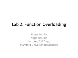Lab 2: Function Overloading
