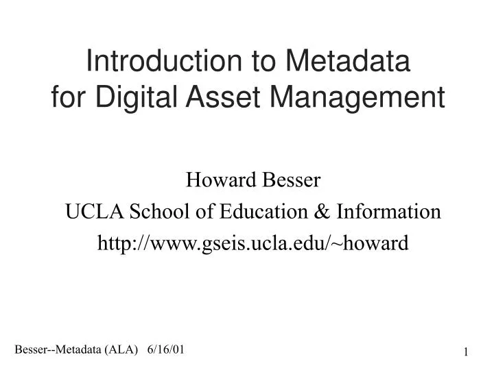 introduction to metadata for digital asset management