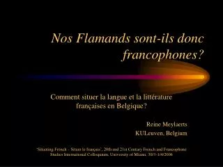 nos flamands sont ils donc francophones