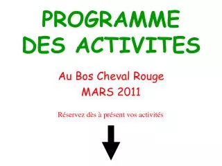 programme des activites