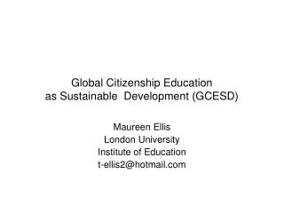 Global Citizenship Education as Sustainable Development (GCESD)
