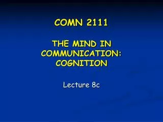 COMN 2111 THE MIND IN COMMUNICATION: COGNITION