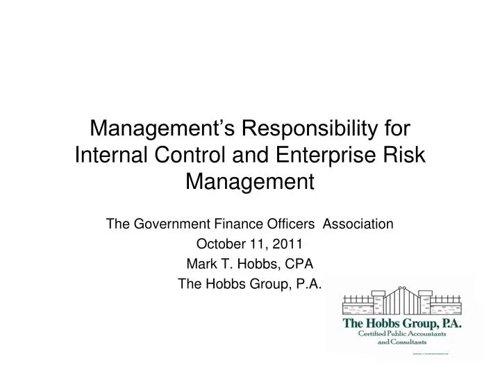 management s responsibility for internal control and enterprise risk management