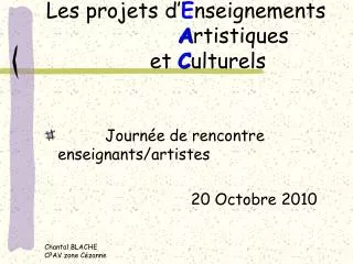 les projets d e nseignements a rtistiques et c ulturels