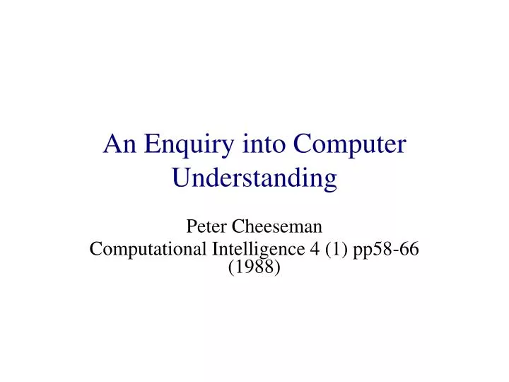 an enquiry into computer understanding