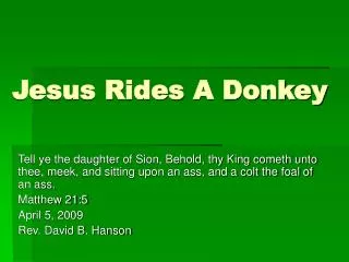 Jesus Rides A Donkey