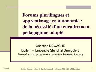forums plurilingues et apprentissage en autonomie de la n cessit d un encadrement p dagogique adapt