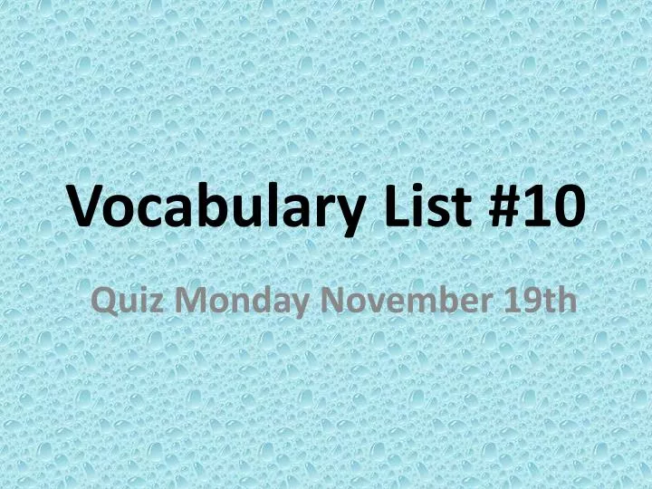 vocabulary list 10