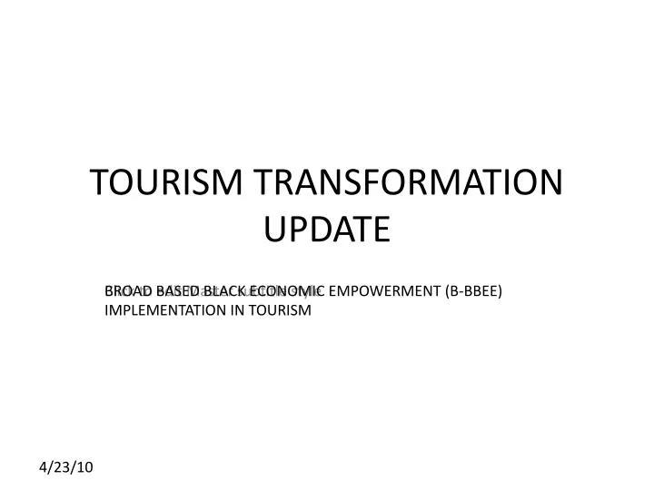 tourism transformation update