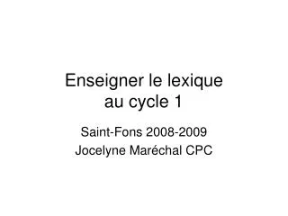 enseigner le lexique au cycle 1
