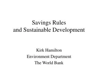 Savings Rules and Sustainable Development