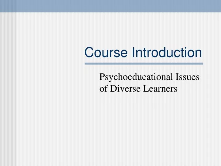 course introduction