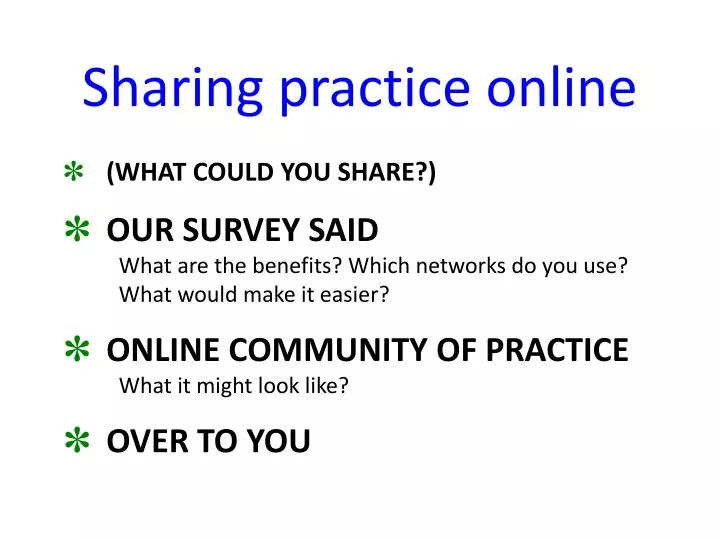 sharing practice online