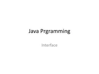 Java Prgramming